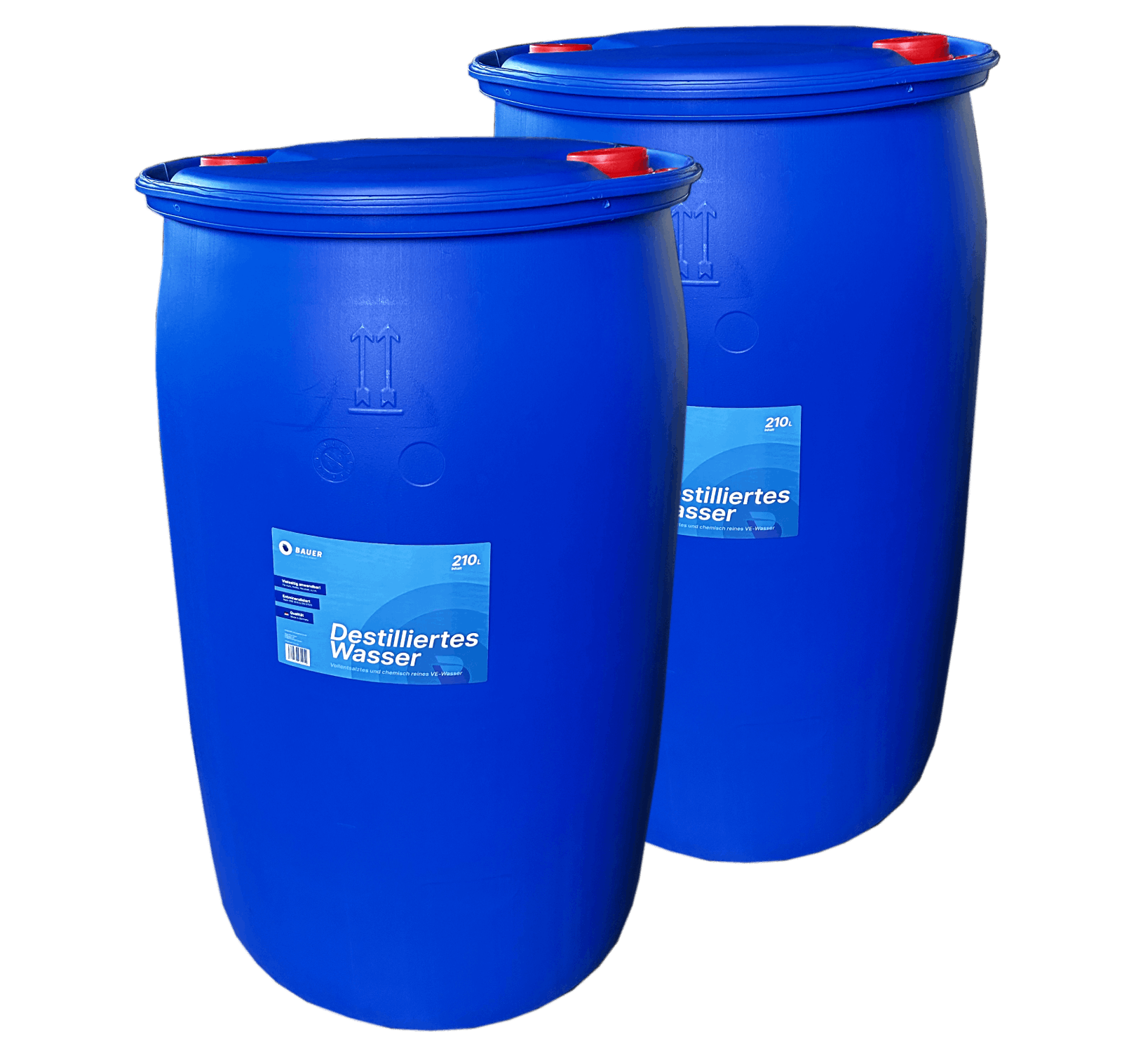 Bauer Blue - Destilliertes / Demineralisiertes Wasser - 210L Kunststoff-Fass - Demineralisiert nach VDE 0510 & DIN57510