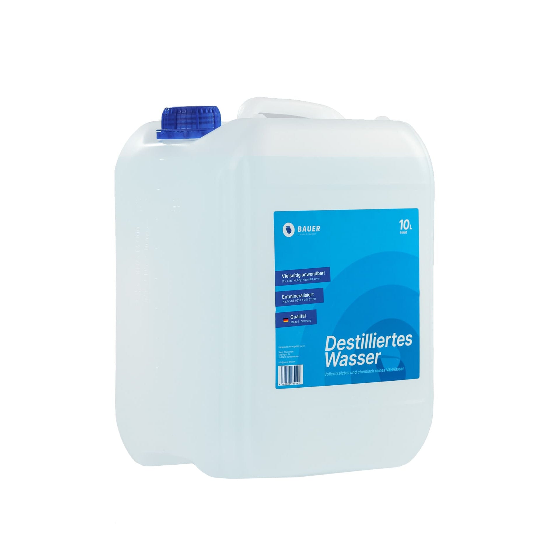 Bauer Blue - Destilliertes / Demineralisiertes Wasser - Kanister - Demineralisiert nach VDE 0510 & DIN57510